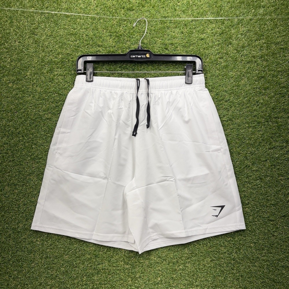 Gymshark Shorts Mens Medium Slim Fit White Arrival 7" Linerless Gym Running NWT